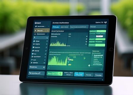 Dashboard su un tablet che mostra i dati di una serra