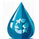 Icona stilizzata di una goccia d'acqua con frecce di riciclo