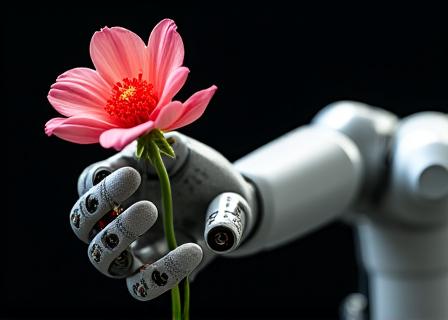 Prototipo di un braccio robotico con una pinza delicata per la raccolta di fiori