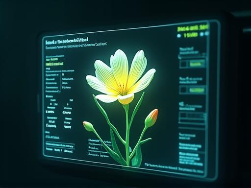 Interfaccia grafica che mostra il riconoscimento di un fiore tramite IA